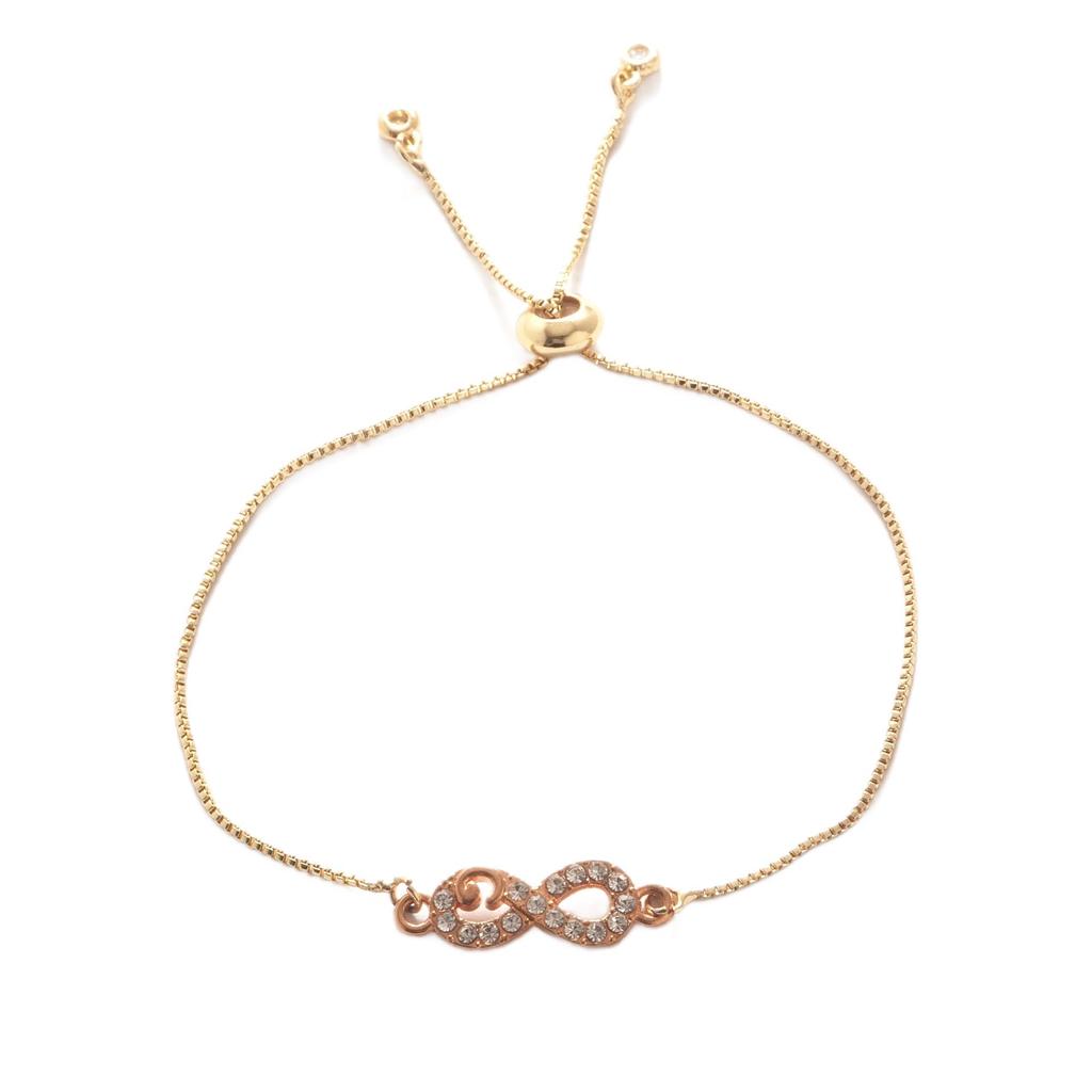Elegant 8-Shaped Diamond-Accented Adjustable Bracelet - Women’s Fashion Jewelry