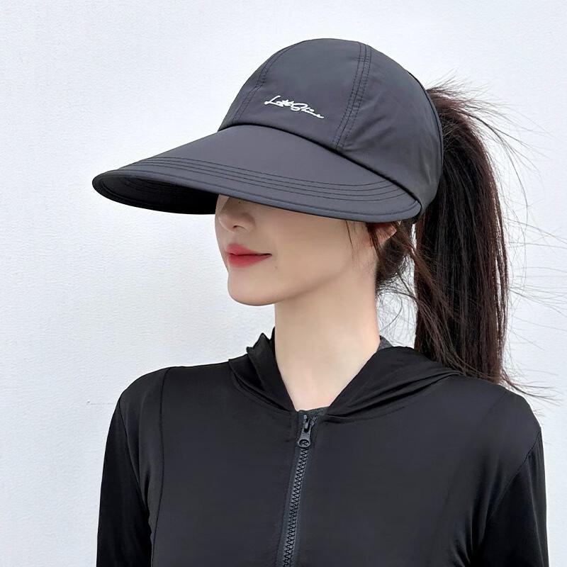 OEING Women s High Ponytail Wide Brim Sun Hat Adjustable