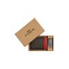 Boxed 10 Classic Presbyopic Gift Box with Money Clip, Canvas and Leather Card Holder, Men's Model, Brown/red