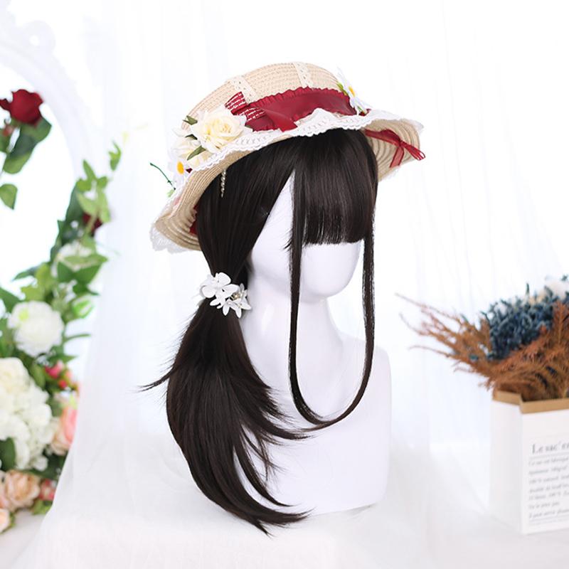 Bybrana Damen Langhaar Große Wellen Pony Alltagskleidung Synthetische Haarperücken Hochtemperaturbeständig