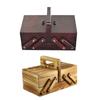 Tragbare faltbare Nähaufbewahrungsbox Holz Nähzubehör-Organizer Koffer Doppellagig Für Strickzubehör Make-up Schmuck