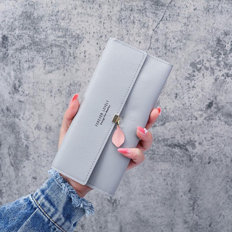 Women's Tri-fold Long Wallet: Student Coin Purse with Multi-Card Slots & Large Capacity