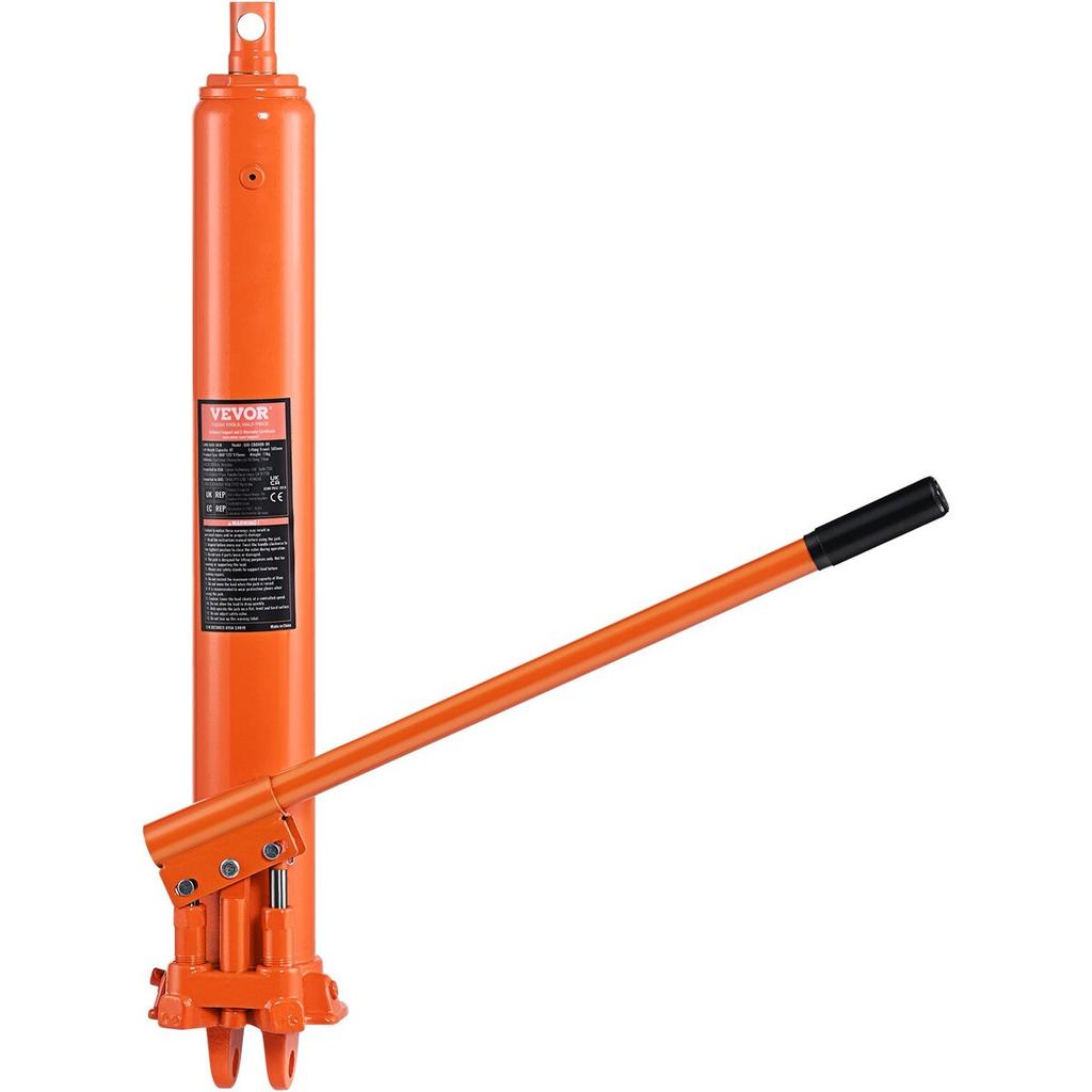 Hydraulic Long Ram Jack, 8 Ton Engine Hoist Cylinder with Double Piston Pump And Clevis Base, Hydraulic Ram Cylinder for Engine Lift Hoists, Hydraulic