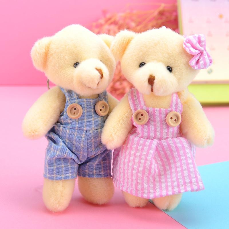 Adorable Soft Plush Teddy Bear Couple Keychain Cake Topper Valentine's Day Gift