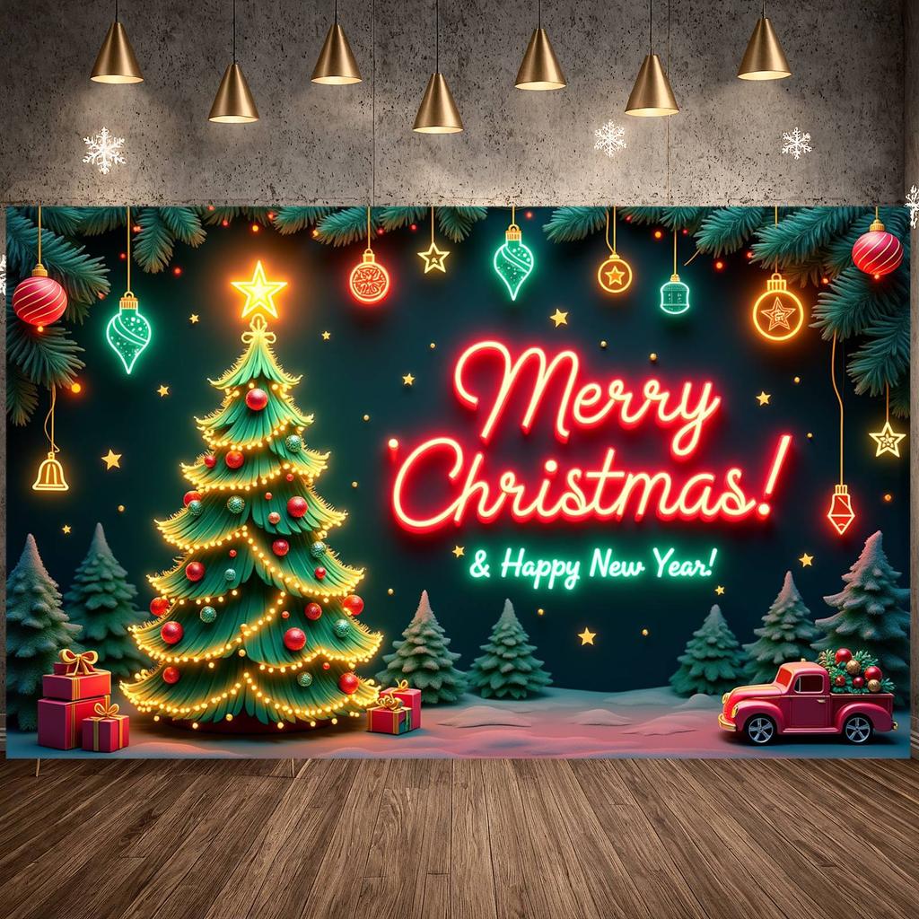 Christmas Banner Festive Decor Holiday Backdrop New Year Banner Holiday Ornaments Xmas Banner For Holiday Photoshoot Family