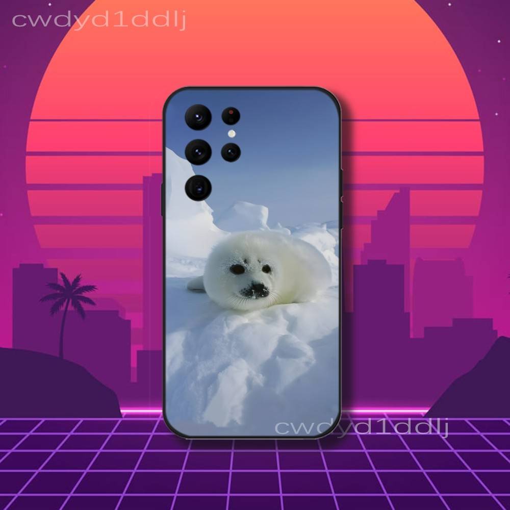 Cute S-Seal Seals Animal Phone Case For Samsung S10,S21,FE,S21 ,S26,S25,S24,S23,Ultra,S9,S22,Plus Black Shockproof Silicone Sof