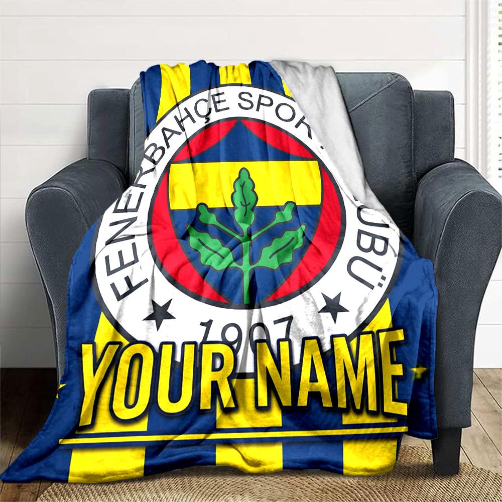 1pc Fenerbahçe Spor Kulübü Blanket with Custom Name, Gift, for Men and Women, Soft Blanket, Good for Sofa Bed Couch Travel, Lightweight Flannel Blanke