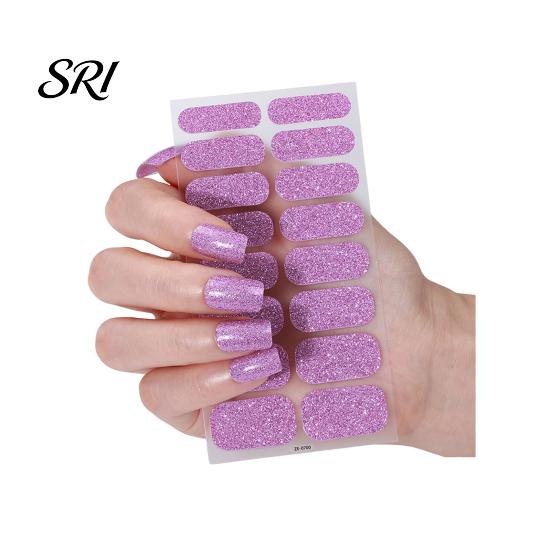 DIY Nail Strip Glitter Polish Strips with File Easy Apply Remove Self Adhesive Women Stickers Full Sticker Home Manicure Art Decoration Wrap Decals