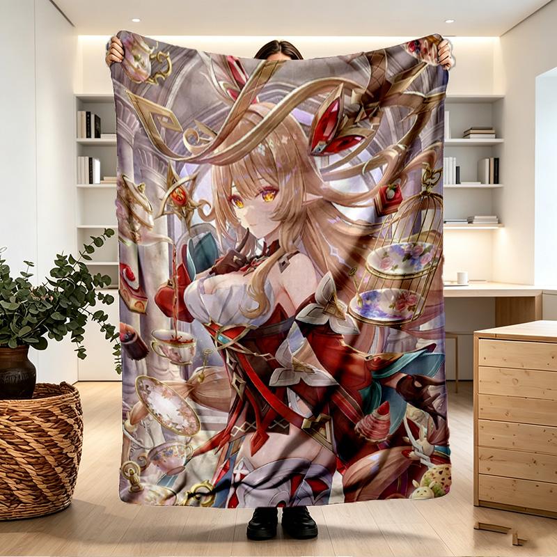 Genshin Impact Print Decke - Weich & Bequem, für Schlafzimmer, Reise, Sofa, Heimdekoration - Geburtstags-Weihnachtsgeschenk für Freund
