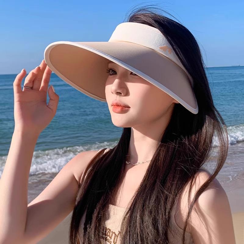 Large Brim Empty Top Sun Protection Hat Women's Summer New Outdoor Sun Hat UV Protection Cycling Sun Hat