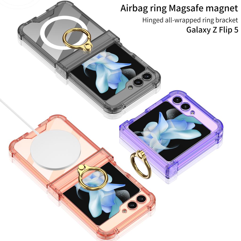 Suitable for Samsung Flip5 Mobile Phone Case Folding Screen Full Inclusive Airbag Wireless Charging Flip5 Shaft Ring Protection Case