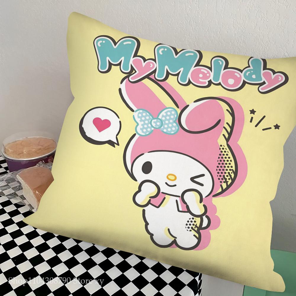 Cartoon My Melody Pillow Case Fashion Square Pillowcase Bedroom Sofa Room Ins Decoration Leisure Cushion Cover 40x40