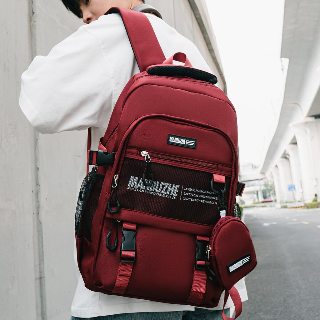 Japanese ins trendy brand net pocket backpack large-capacity travel computer backpack male versatile junior high school student schoolbag