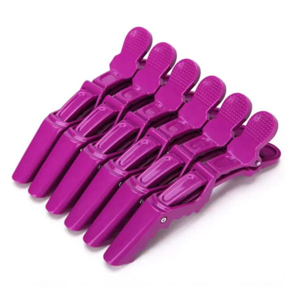 Free Sample 6 Colors Fashionable Hairdressing Clamps Claw Clip Hair Salon Plastic Crocodile Barrette Holding Section Clips Grip фиолетовый