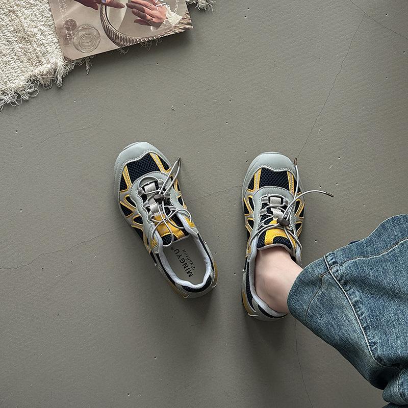 Fashion versatile splicing mesh hollow outdoor wind mountaineering casual shoes women's summer new casual
