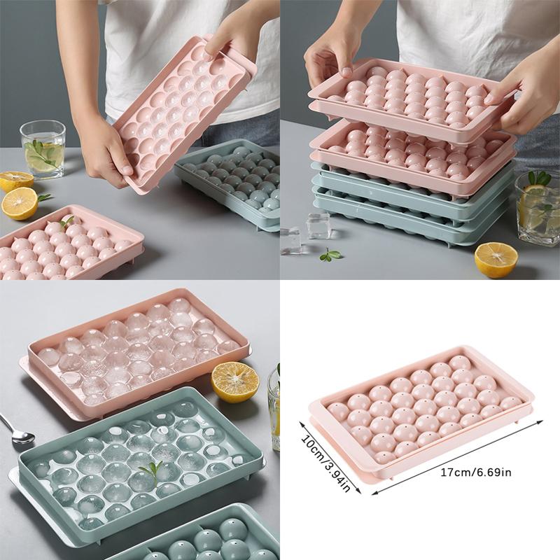 1PC Plastic Spherical Ice Ball Tray with Lid Kitchen Ice Maker Mold DIY Mould for Home Barbecue Ice Cube Maker Tool