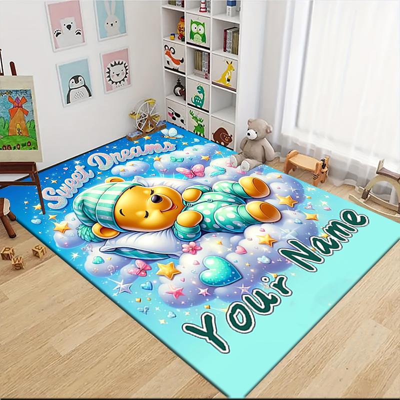 Custom Name "Space Adventure Winnie" Carpet Rug Customizable Soft Washable Anti-Slip Home Living Room Sofa Mats Personalized Rug. 0909392