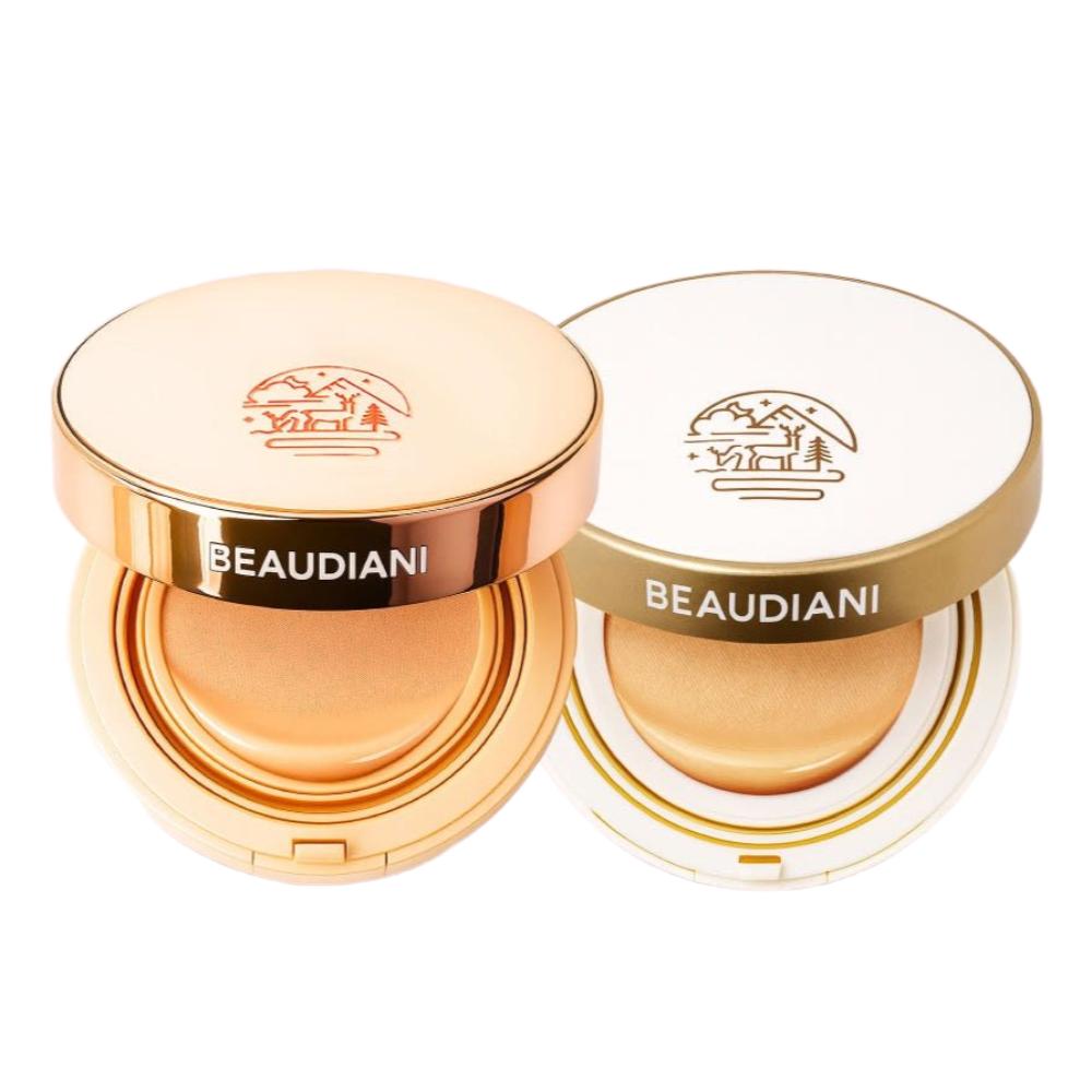 BEAUDIANI Flight Attendant Cushion Foundation Set Tight Up 12g + Glow Up 12g Flawless Blemish Cover Mesh Pact Duo K-Beauty Base Makeup Kit Tight-Up No.1 + Glow-Up No.1