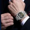 High-End Herrenuhr Skelett Mechanische Uhr Luxus Quadratisch Edelstahlarmband Automatisch Selbstaufziehend Wasserdicht Lumin