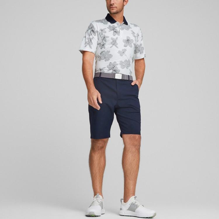 Puma Floral Print Casual Short Sleeve Polo Shirt Men Tops White 538753-02