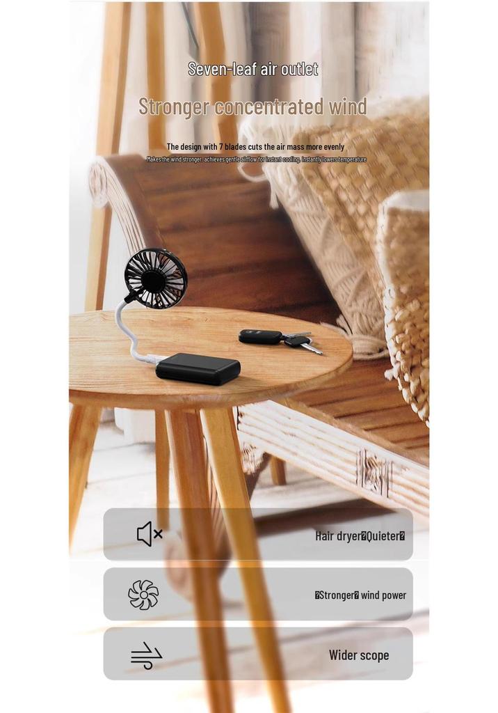 USB Brushless Motor Portable Silent Fan - Strong Wind, Compact Desktop Carry-on, Ideal for Dormitories