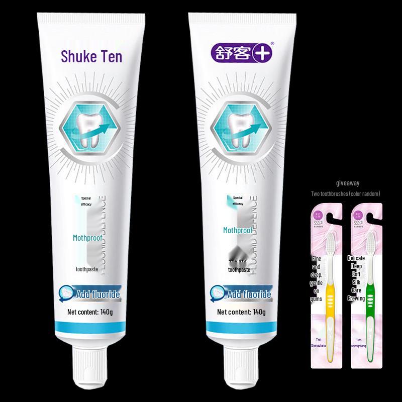 Shuke Anti-Cavity Fluoride Toothpaste Twin Pack with Toothbrushes