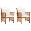 Garden Chairs with Cushions 2 Pcs Solid Acacia Wood