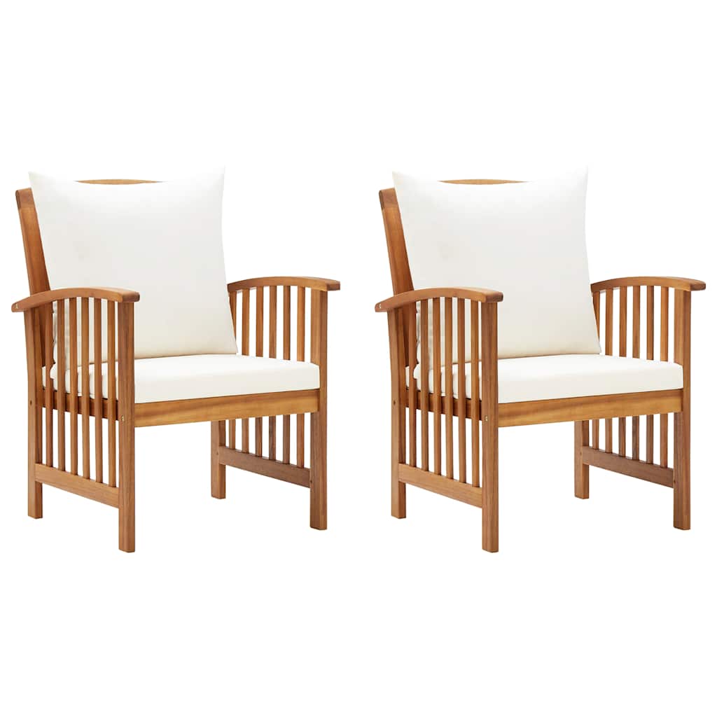 Garden Chairs with Cushions 2 Pcs Solid Acacia Wood