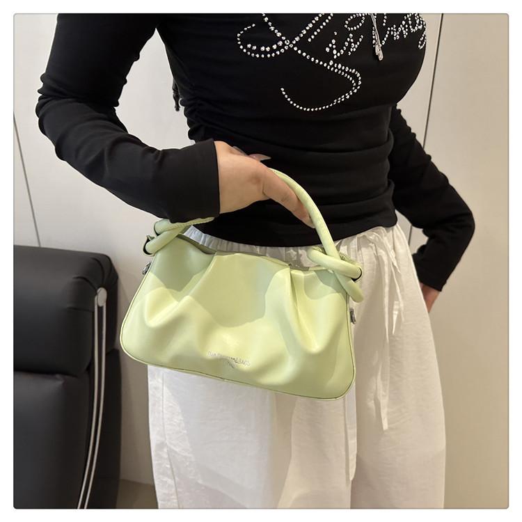 Chic Minimalist Pleated Faux Leather Shoulder Bag, Women's Small Crossbody Handbag with Magnetic Snap Closure, Trendy Daily Commute Tote