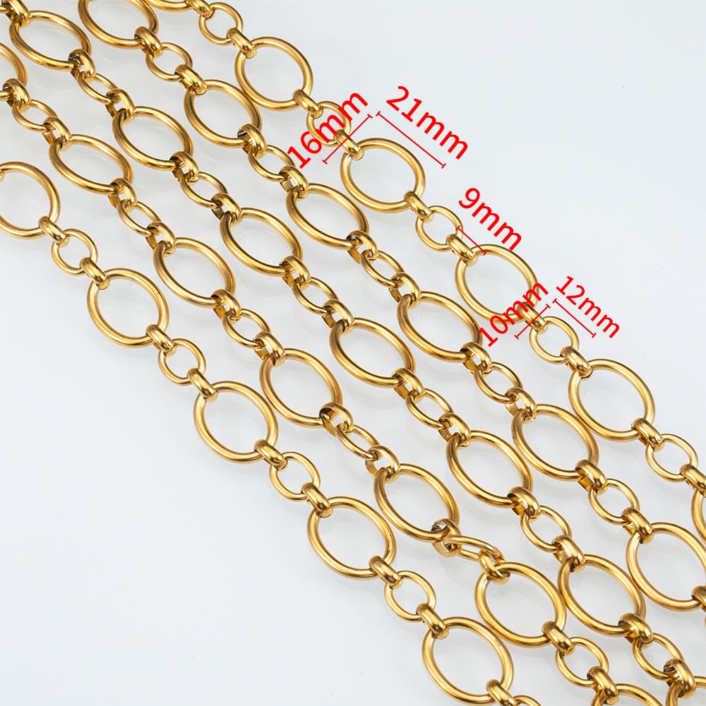 1 Meter Stainless Steel Large Heavy Chunky Hip Hop Punk Link Gold Color Chains DIY Jewelry Materials Handmade Necklace Bracelet