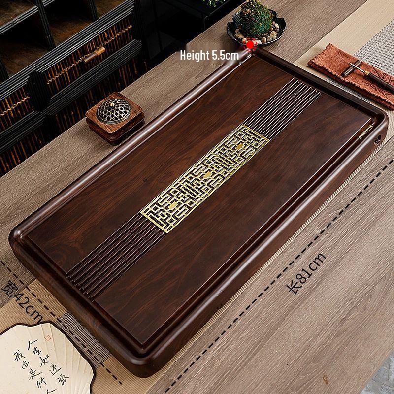 Solid Wood Drainage Tea Tray with Drawer