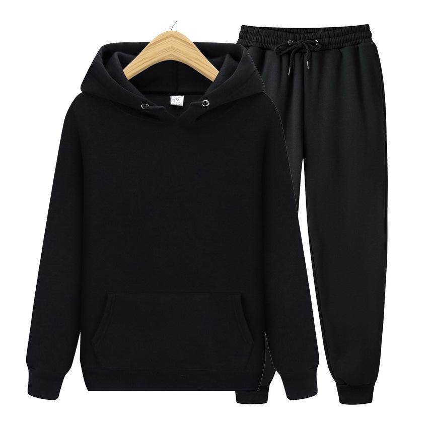 Men's Ladies Casual Wear Suit Sportswear Suit Solid Color Pullover + Pants Suit Autumn and Winter Fashion Suit