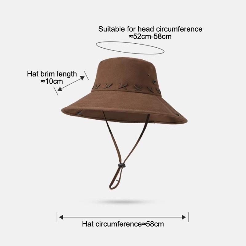 Breathable Western Cowboy Hat Solid Color Adjustable Wide Brim Sun Hat Outdoor Mountaineering Fisherman Sunshade Cap Travel 1PC