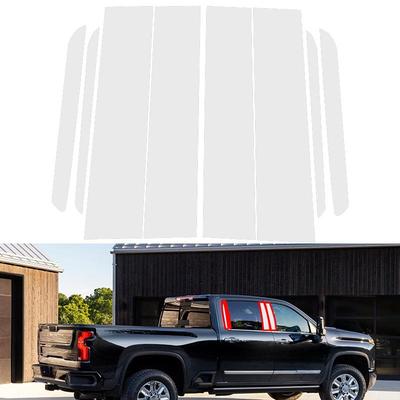 8pcs/set Silvery Car B Pillar Trim Window Post Covers Stickers Decoration Protection Film for Chevrolet Silverado 2500 HD /3500 HD 2020-2025