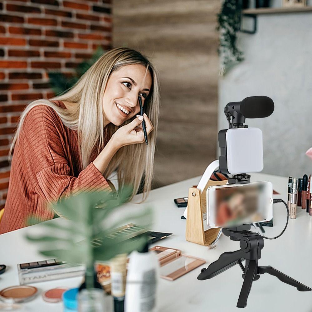 Rotating LED Fill Light Desktop Stand Set  For Handheld Selfies,Outdoor Activities