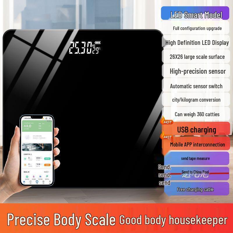 Durable Rechargeable Digital Bathroom Scale: Accurate Smart Body Fat Scale for Women