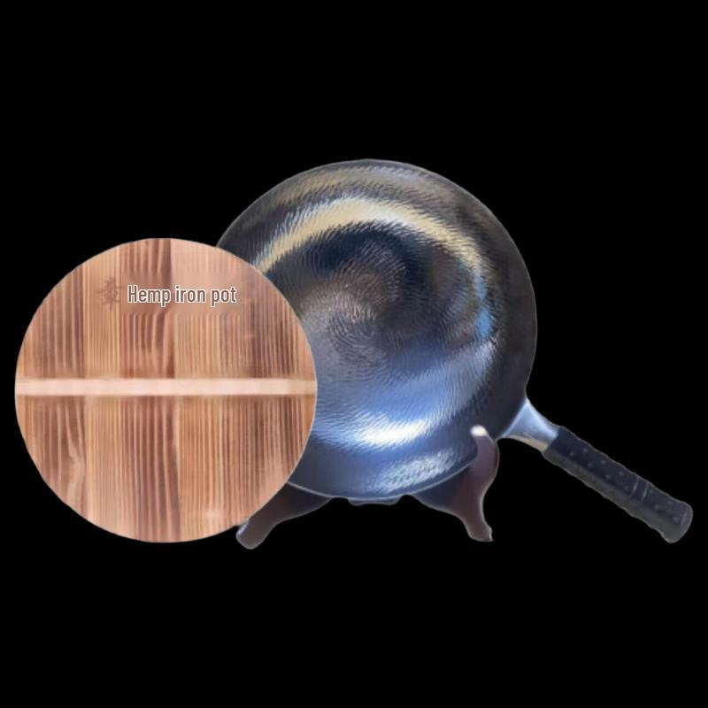 Jinweide Zhangqiu Hand-Forged Wrought Iron Wok, 32cm with Lid