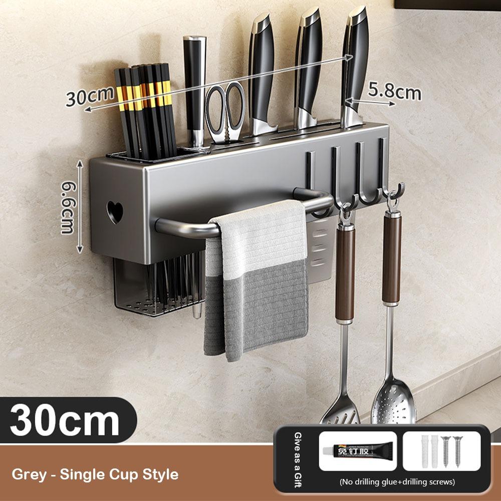 

Multi-Function Kitchen Knife Holder Space Saving Cutlery Organizer Integrated Storage Home Use 30CM серый