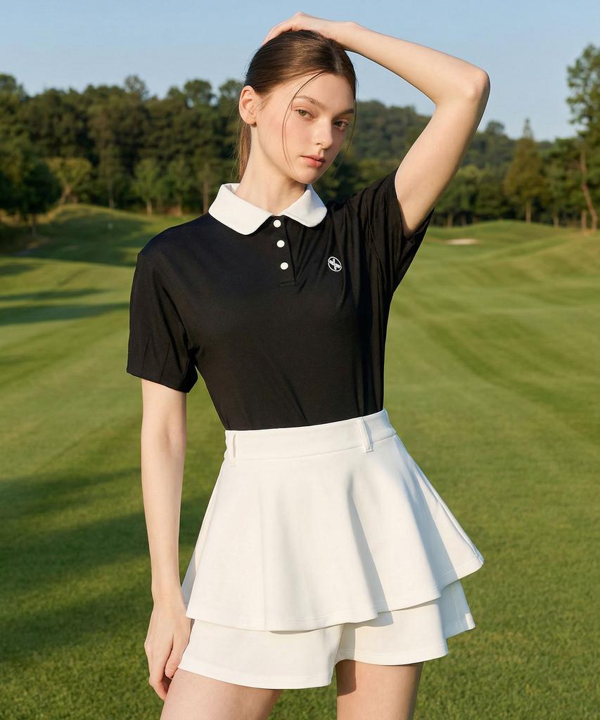 XEXYMIX Round Contrast Collar Polo Short Sleeve Xfl2Qs1203