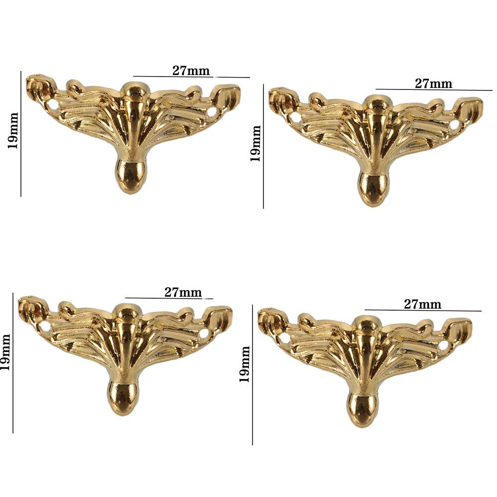 4PCS/set Antique Corner Protector Bronze Jewelry Chest Box Wooden Case Decorative Feet Leg Metal Corner Bracket Hardware