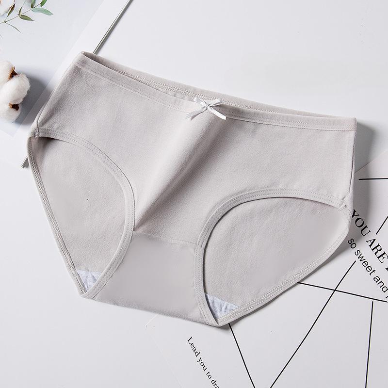 

Милое женское нижнее белье из хлопка со средней талией и треугольными трусиками без следов XXL светло-серый