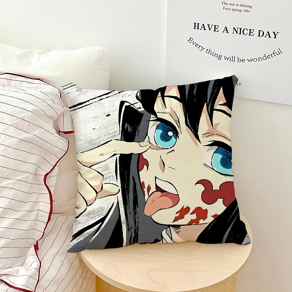Comic Hot Fanart Anime m-Muichiro Tokito Cushion Cover Soft Pillow Case for Sofa Living Room Home Office Decor Protective Covers