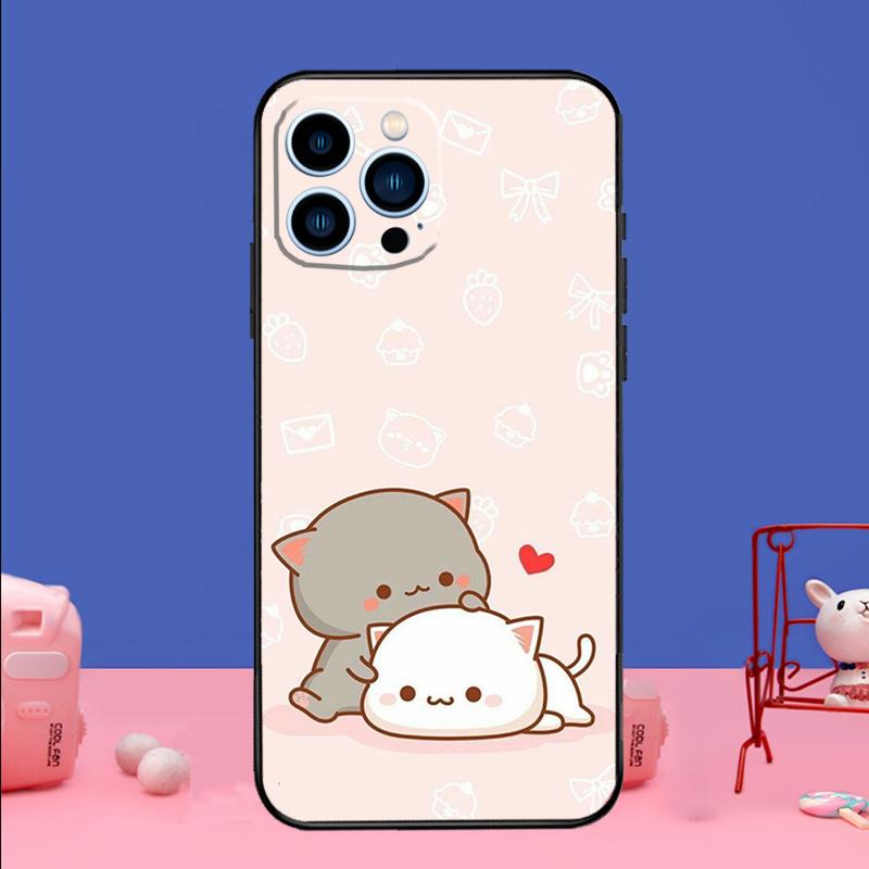 Peach And Goma Cat Phone Case For iPhone 16 15 14 11 12 13 Pro Max 12 13 mini XR 15 16 Plus 16e Bumper Cover
