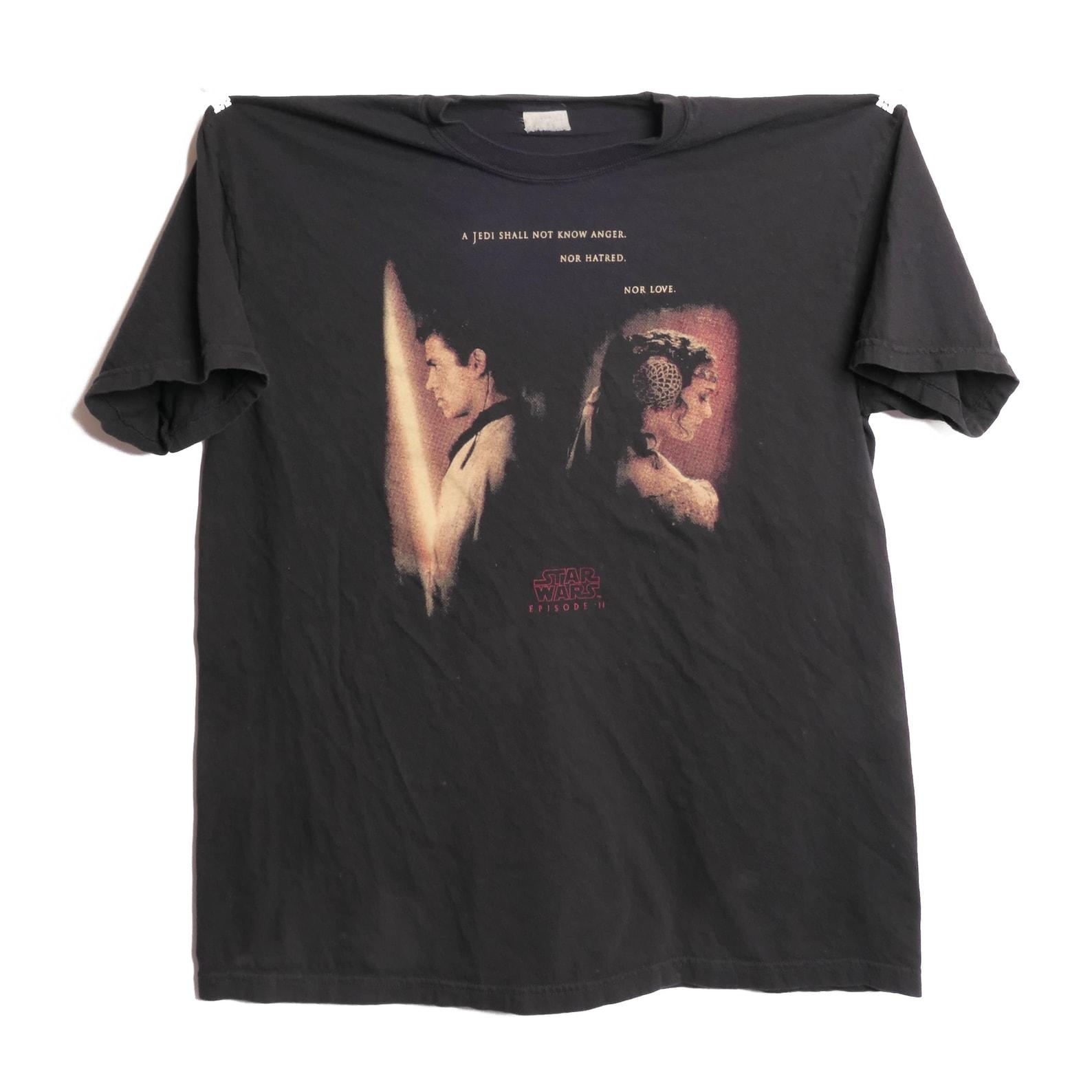 Star Wars Episode II Attack of the Clones Natalie Portman Padme Amidala Anakin TShirt 2002 Movie Fantasy Adventure Sci-Fi Heavyweight Tee XL S