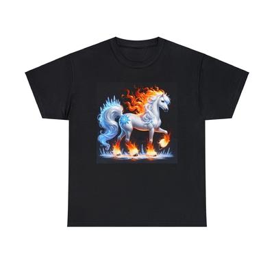 Unisex Adult T Shirt Fantasy White Fire Ice Frostfire Horse Cool Equestrian Tee