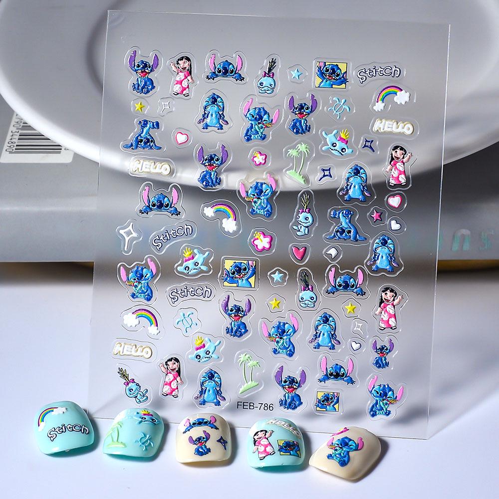Adorable Little Girl Cartoon Heart & Star Nail Stickers