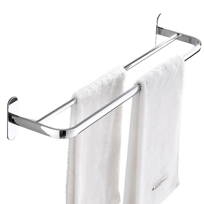 Nodrill Stainless Steel Bathroom Towel Rack With Dual Rods For Modern Home Use
