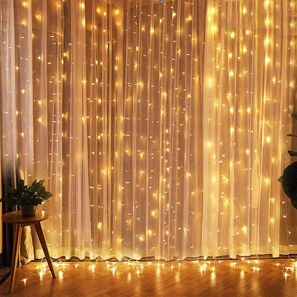 Runtowo USB LED Curtain Light String, Christmas Room Decoration, Remote Control 8 Function Light Garland ,Wedding Curtain Decor