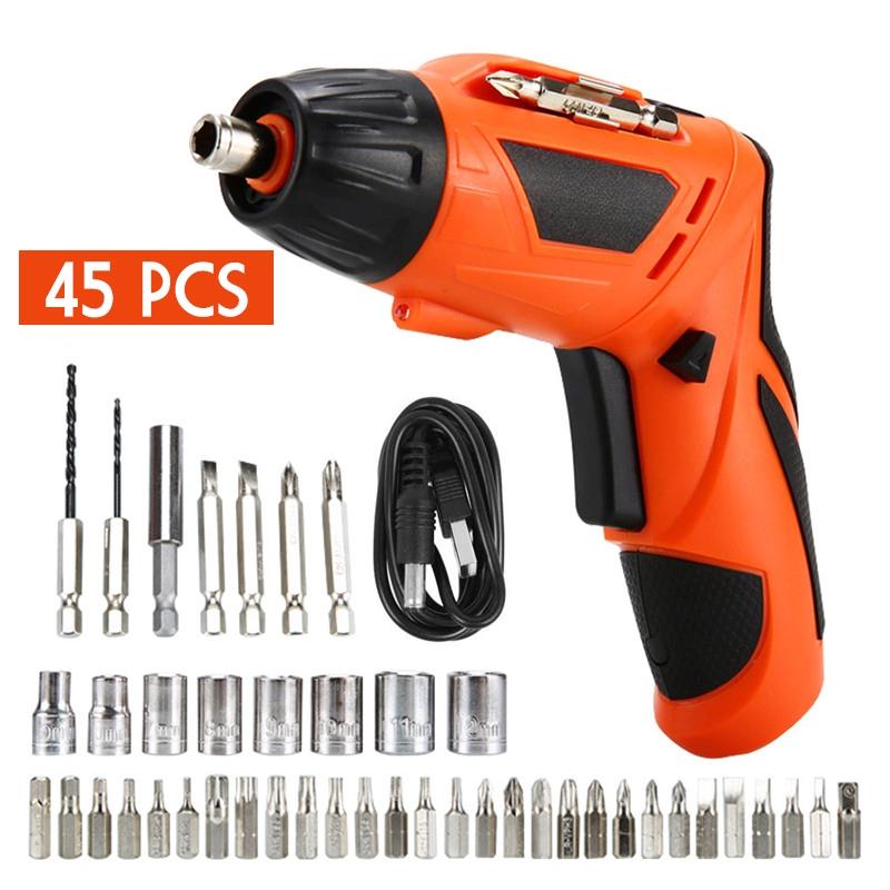Portable Electric Screw Driver Tool With Screw Bits 45pcs 3.6V Electric Screwdriver Set Cordless Drill USB Charger New