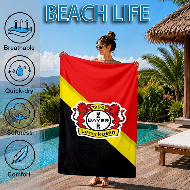 Bayer Football Club Printed Microfiber Beach Towel, Soft And Absorbent, Quick-Dry, Ideal for Summer Travel, Beach Essential, Swimming Pool